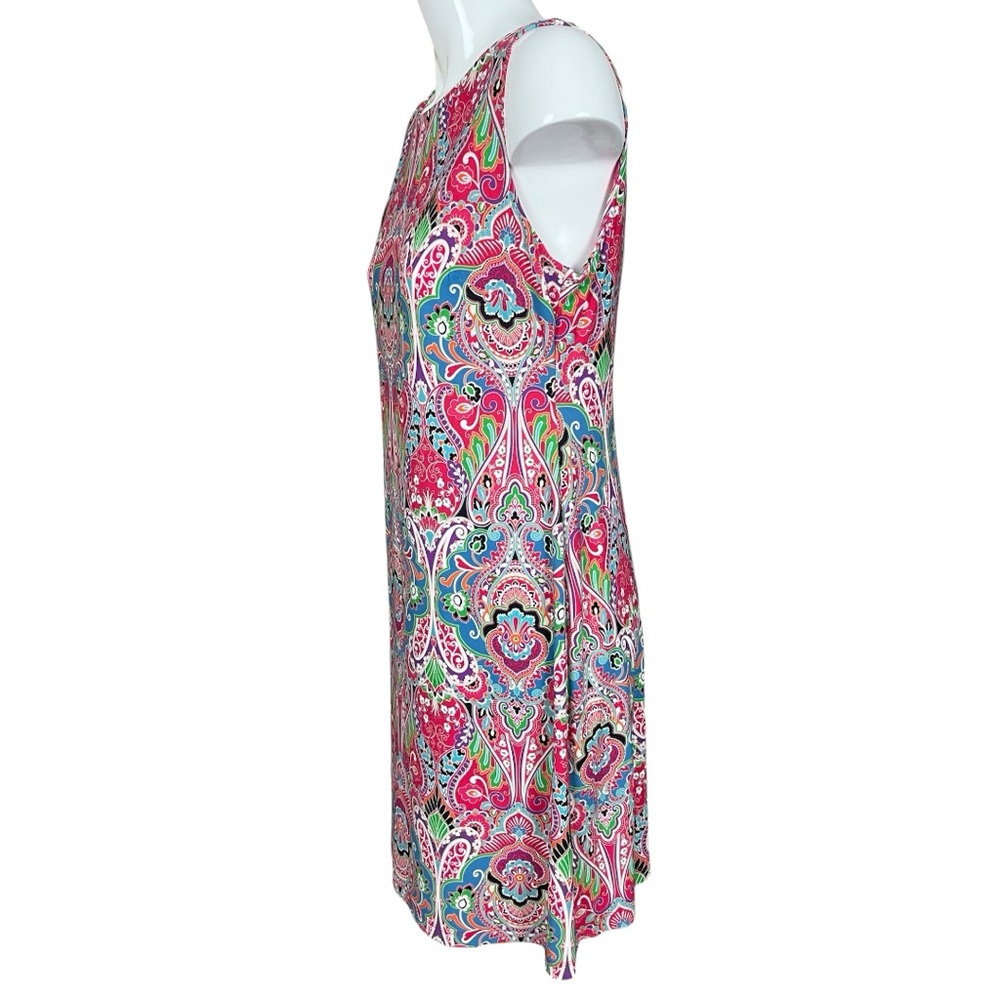 Tommy Hilfiger Pink Multi Color Paisley Poly Spandex Blend Dress Size 10 - Picture 4 of 10